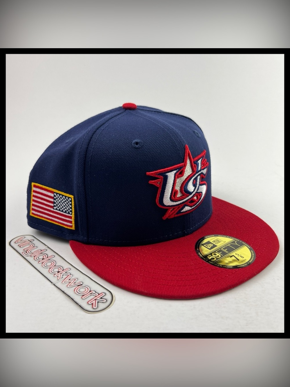 USA World Baseball Classic Fitted Hat New Era 59FIFTY Size 7 5/8 Blue Red New